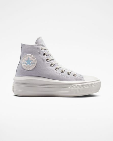 Sapatos Plataforma Converse Chuck Taylor All Star Move Cano Alto Feminino Roxo Branco | PT T01T954